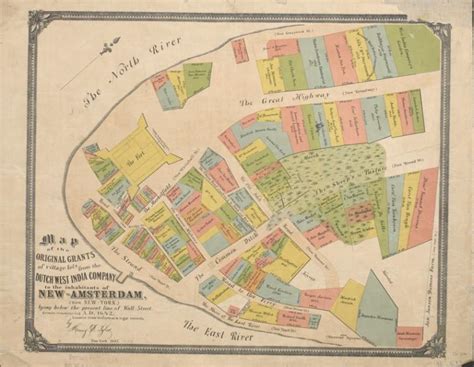 Map Of The Original Grants Of Village Lots From The Dutch West India