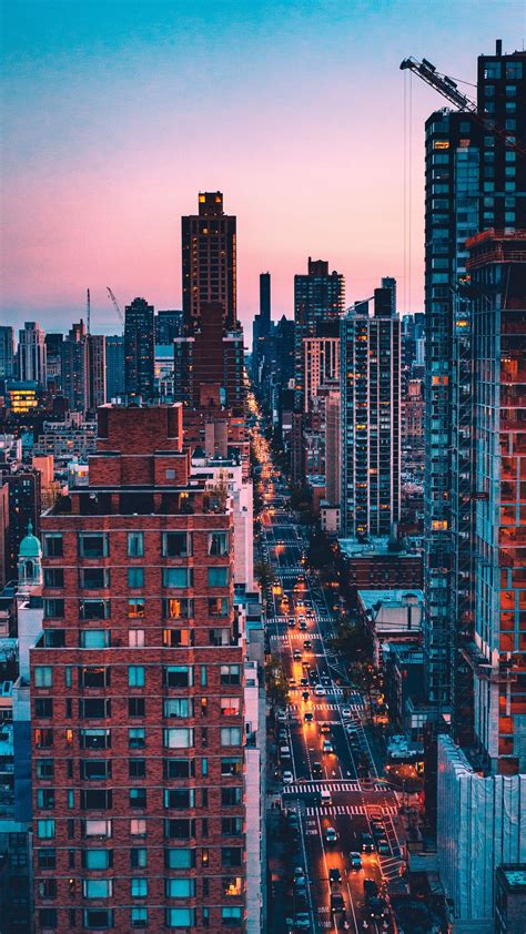 Download Wallpaper 1350x2400 New York Usa Skyscrapers Evening Iphone