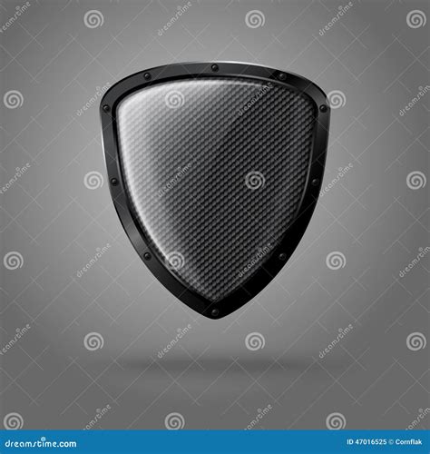 Blank Realistic Glossy Shield With Carbon Texture Cartoon Vector