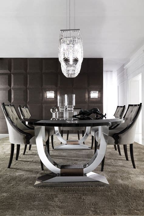 Italian Black Lacquered Chrome Oval Dining Set Juliettes Interiors Dinning Table Design