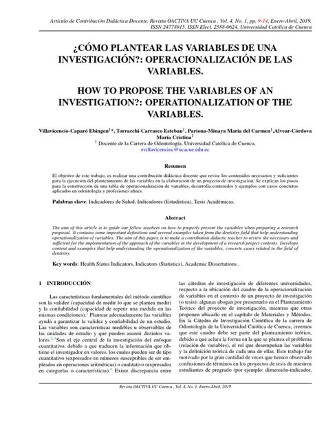 Operacionalización De Variables Pdf Medición Estadísticas