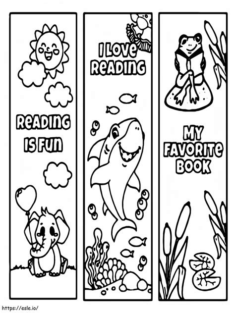 I Love Reading Bookmark For Kids coloring page