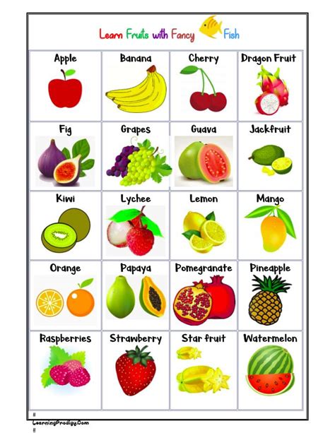 Fruits Charts Fruits For Kids Vegetable Chart Fruit Education