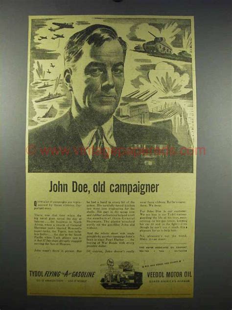 1943 Veedol Motor Oil Ad John Doe Old Campaigner