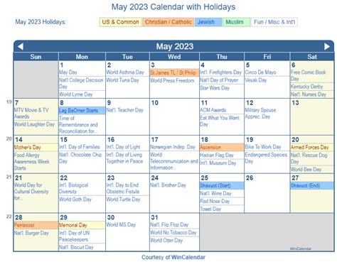 Print Friendly May 2023 Us Calendar For Printing