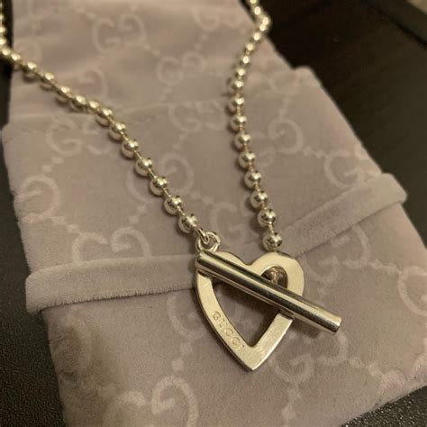 Gucci Sterling Silver Vintage Toggle Heart Necklace Tradesy
