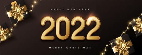 Premium Vector Merry Christmas And Happy New Year 2022 Text Design