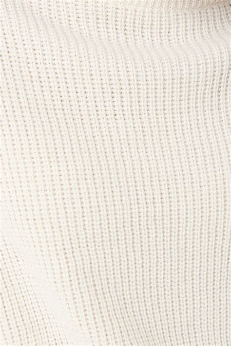 Ribbed Knitted Turtleneck Sweater White Na