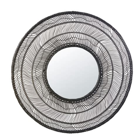 I needed to float the mirror about an inch above the bottom of the basket in order. Round Black Woven Rattan Mirror D102 Palmista | Maisons du ...