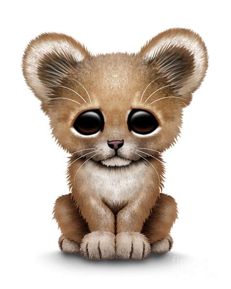 Cute Baby Lion Cub Digital Art By Jeff Bartels