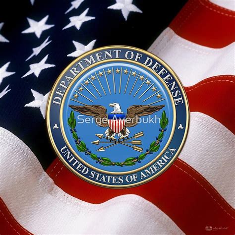 Us Department Of Defense Dod Emblem Over Us Flag By Serge