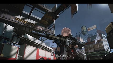 Girls Frontline Girl With Gun With Background Of Sky And Roof Hd Games