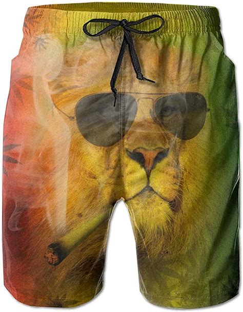 herren rasta lion judah mit sonnenbrille rauchen jamaican reggae swim trunks beach board shorts