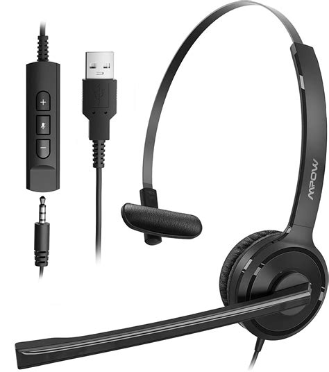 Mpow Single Sided Usb Headset With Microphone Over The Head Computer