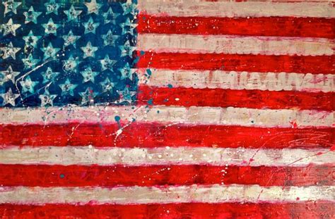 American Flag Original Acrylic Painting 24 X 36by Caren Goodrich