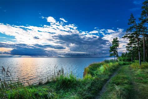 Evening River Landscape The Coast Of Ob Of The Novosibirsk Reservoir