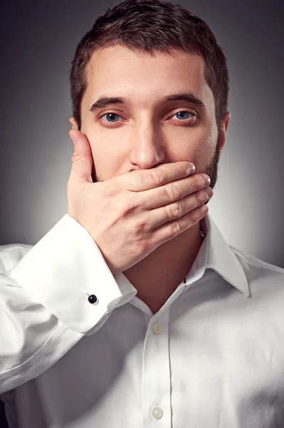 Man With Hand By Mouth Stock Photos Royalty Free Man With Hand By