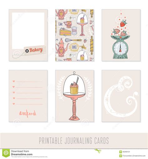 Set Of 6 Creative Journaling Cards Stock Vector Illustration Of