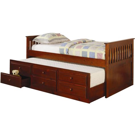 Coaster Furniture Captain Bed With Trundle Bed Cherry Twin Daybed