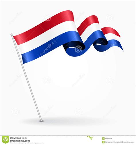 Nederlandse vlaggen en wimpels hebben wij altijd op voorraad. Nederlandse Speld Golvende Vlag Vector Illustratie Vector ...