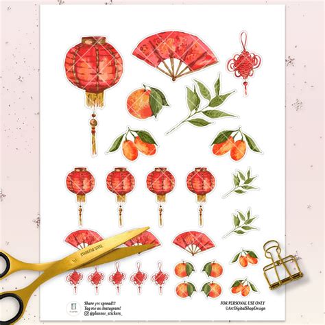 Lunar New Year Sticker Sheet Chinese Planner Kit Printable Etsy