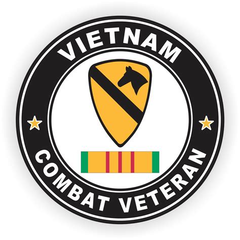 1st Cavalry Division Vietnam Combat Veteran With Ribbon Decal