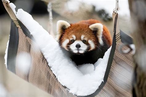Hazel In A Snow Fort Red Pandas Have Enough Floof To Keep Them Cozy In