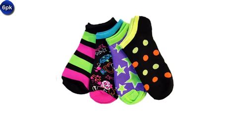 6 Pack Ladies Neon Ankle Socks