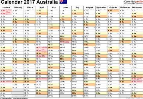 Australia Calendar 2017 Free Printable Pdf Templates