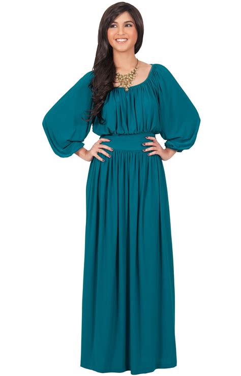 Alex evenings women's empire waist dress with side ruched skirt and jacket. FRANNY - Long Sleeve Maxi Dress Empire Waist Flowy Fall