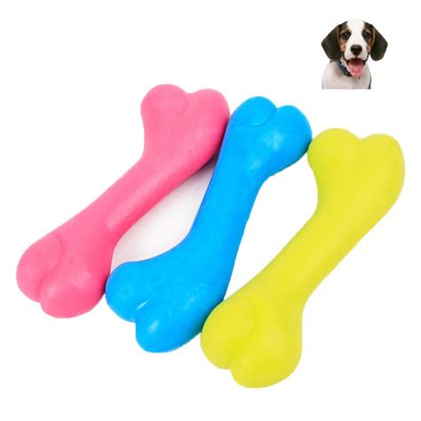1pc Rubber Bone Pet Dog Chew Squeaky Toys Interactive For Puppy Dog