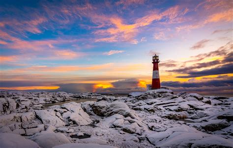 Wallpaper Coast Lighthouse Norway Rogaland Images For Desktop