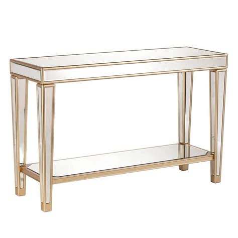 Southern Enterprises Huntleigh Champagne Mirrored Console Table