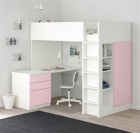 Loftsäng Med Madrass Skrivbord Och Garderob Från Ikea