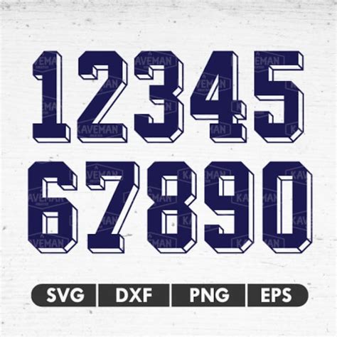 Retro Jersey Shadow Block Numbers Svg Dxf Eps Vector Cut File Etsy