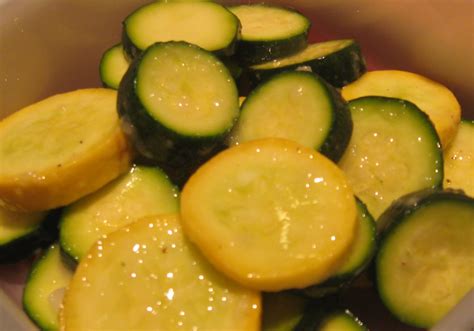 I sliced the zucchini and eggplant and placed them on a baking sheet, filling one layer of a large sheet. Be A Better Cook: Barely Cooked Zucchini with Almost No Vinaigrette