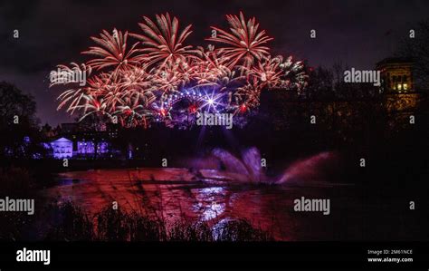 Light explosion of New year's fireworks extravaganza in London Stock