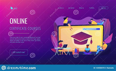 Online Courses Concept Landing Page Stock Vector Illustration Of
