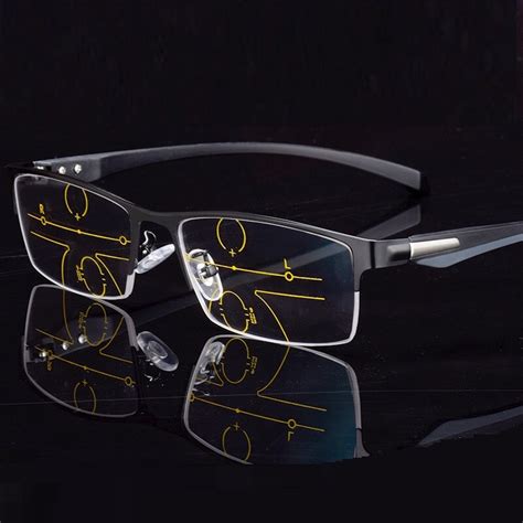 Newest Multifocal Reading Glasses Half Frame Men Metal Women Progressive Bifocal Anti Blue Ray