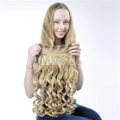 Trendy Gold Long Curly Hair Extensions 264028 2528297