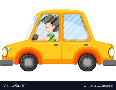 Driver Boy In A Car Cartoon Royalty Free Vector Image