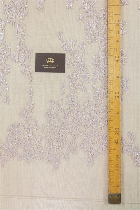 Nude Organic Pattern Embroidery With Sequins On Tulle Fabric 3D Lace