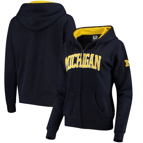 Stadium Athletic Michigan Wolverines Womens Navy Arched Name Full Zip