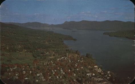 Aerial View Looking North Lake George Ny Postcard