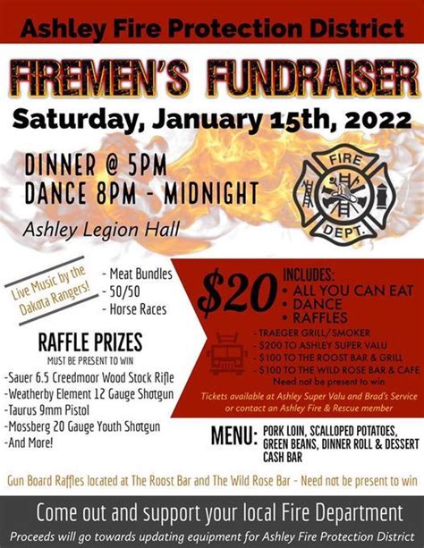 Ashley Fire Protection District Fundraiser At Legion Hall Ashley