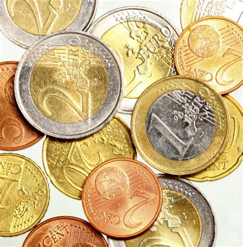 European Currency Euro Coins Money On White Stock Photo Image