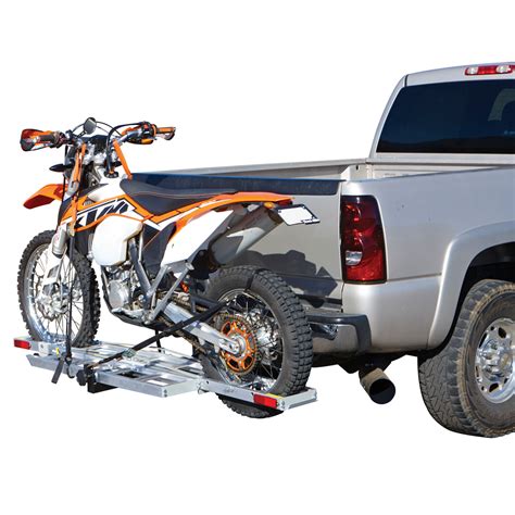 This particular model is a motorcycle hitch carrier aluminum rack. 400 lb. Receiver-Mount Motorcycle Carrier
