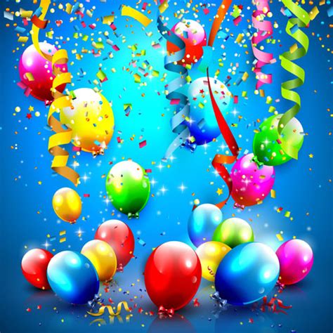 Confetti And Colorful Balloons Birthday Background Vector Vectors Graphic Art Designs In