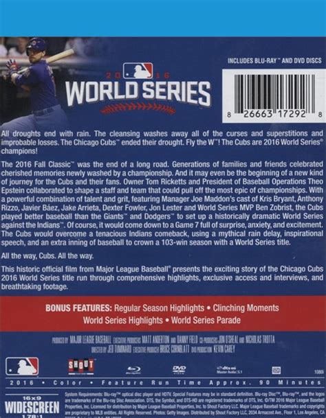 Major League Basebal 2016 World Series Blu Ray Dvd Combo Blu Ray