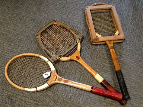 76 Three Vintage Wooden Tennis Rackets Slazenger Demon Dunlop
